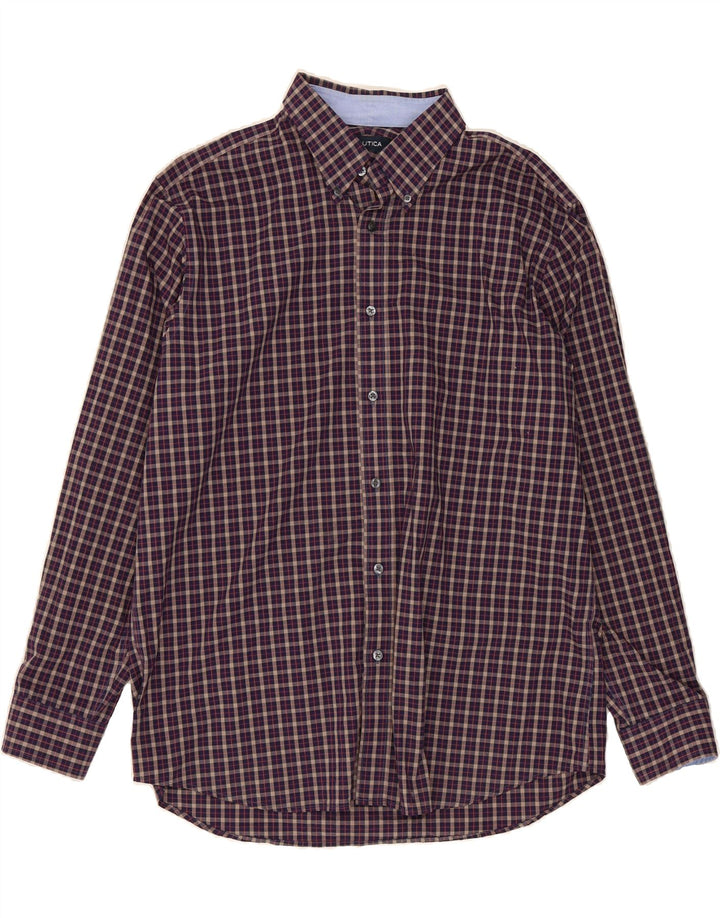 NAUTICA Mens Shirt Size 17 XL Navy Blue Check Cotton Vintage Nautica and Second-Hand Nautica from Messina Hembry 