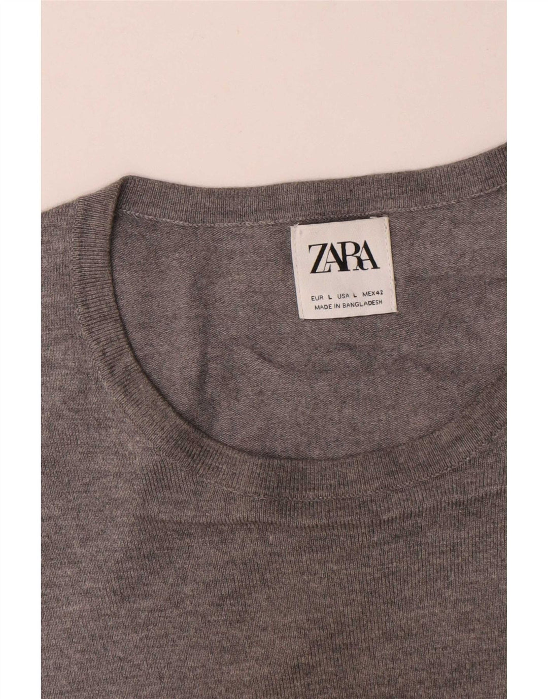 Мужской джемпер с круглым вырезом Zara, большой серый