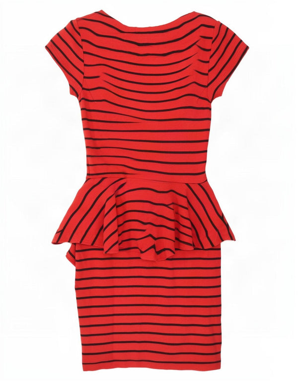 Женское платье с баской Topshop UK 8, маленький хлопок в красную полоску