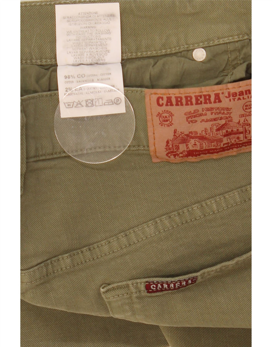 Мужские узкие джинсы Carrera W34 L33, зеленый хлопок