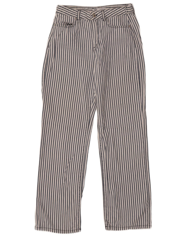 Женские прямые повседневные брюки Zara EU 36 XS W26 L30, хлопок в синюю полоску