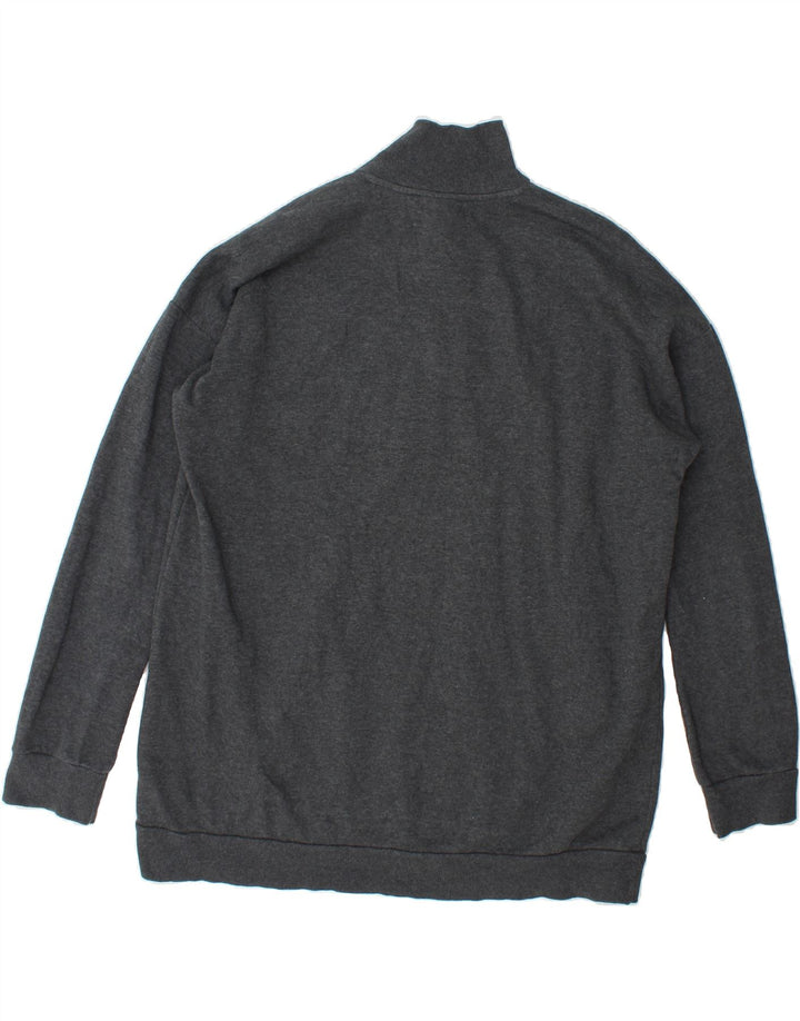 ADIDAS Womens Oversized Zip Neck Sweatshirt Jumper UK 16/18 Large Grey Vintage Adidas and Second-Hand Adidas from Messina Hembry 