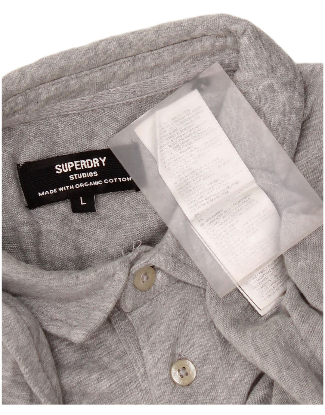 Мужская рубашка-поло с длинным рукавом Superdry, большой серый хлопок