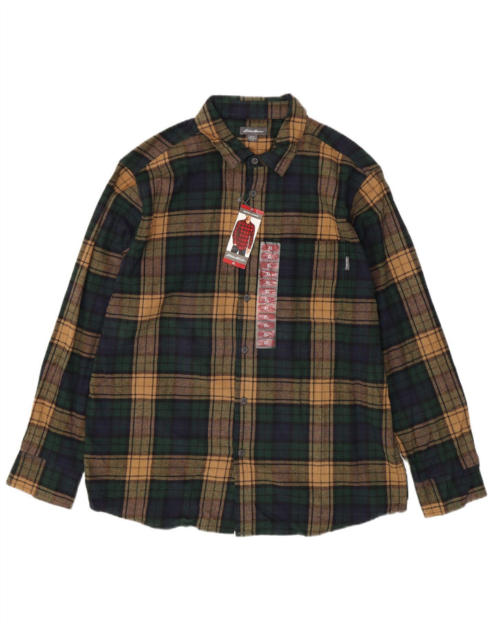 Мужская фланелевая рубашка EDDIE BAUER XL, зеленая клетка, хлопок