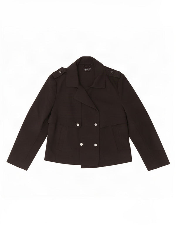 Женский короткий тренч Topshop UK 12, средний черный полиэстер