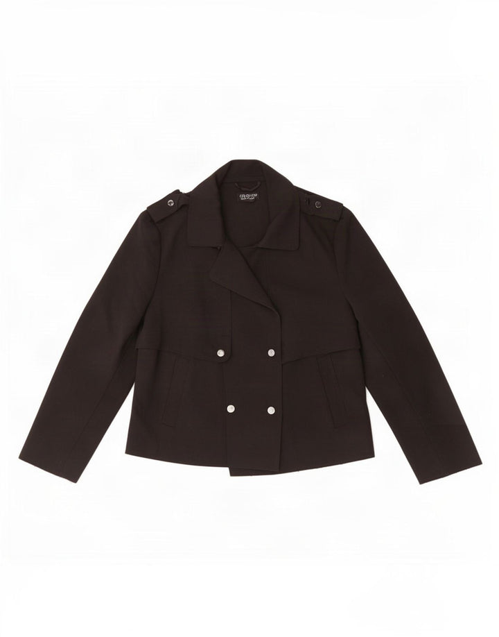 Женский короткий тренч Topshop UK 12, средний черный полиэстер