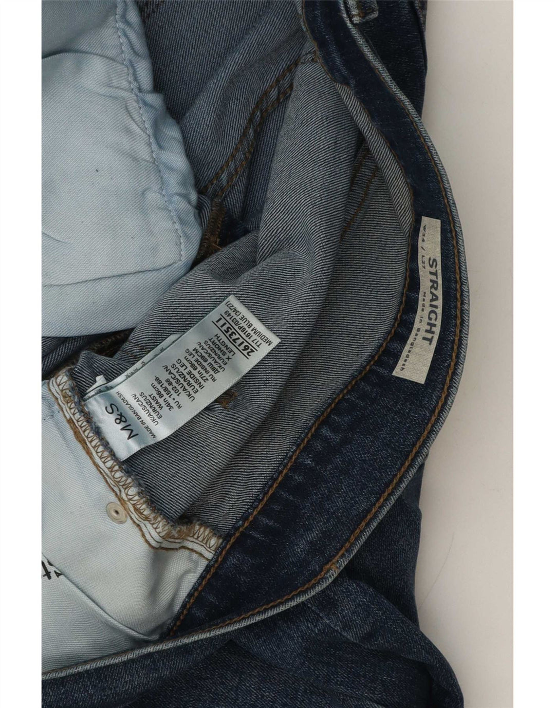 Мужские прямые джинсы Marks & Spencer W34 L27 синие, хлопок