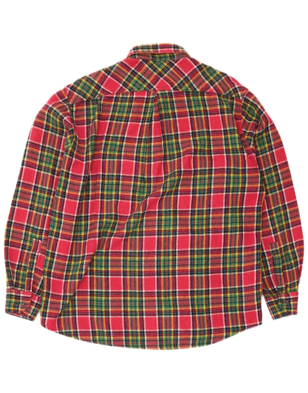 Azzurra Mens Flannel Shirt Large Pink Plaid Polyester