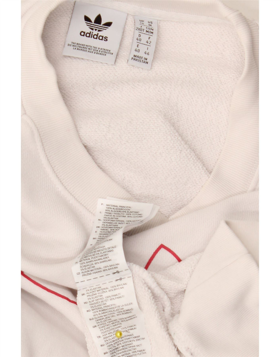 Женский свитер с рисунком ADIDAS UK 14, большой белый хлопок, хлопок