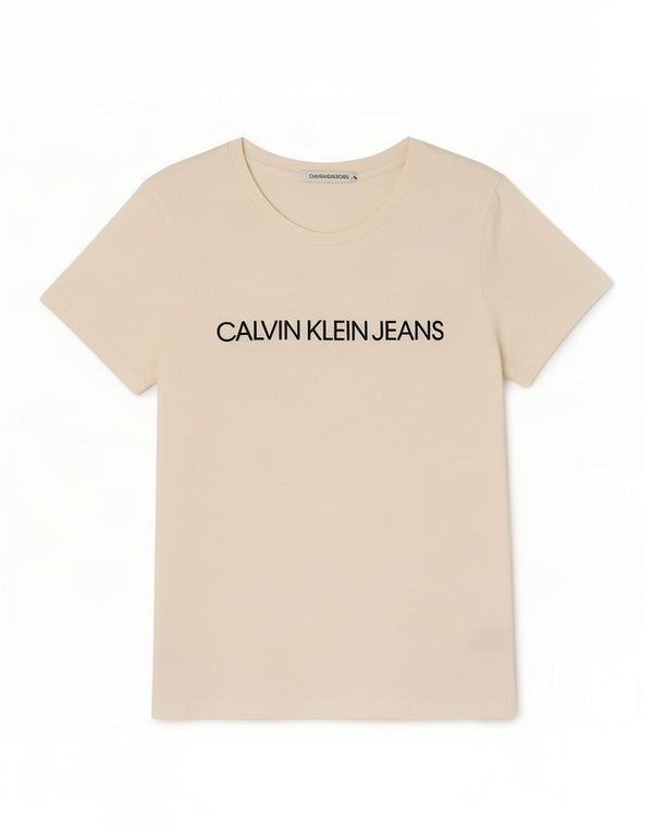 Женская футболка с рисунком Calvin Klein Jeans Top UK 12, средний цвет, белый хлопок