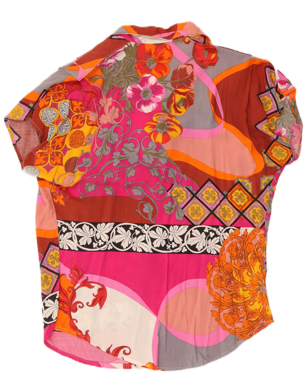 Рубашка женская оверсайз ALBA FORNARI UK 10 маленькая разноцветная в стиле пэчворк