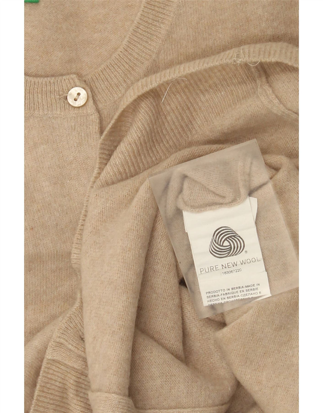 Женский кардиган Benetton UK 12, средний бежевый, новая шерсть
