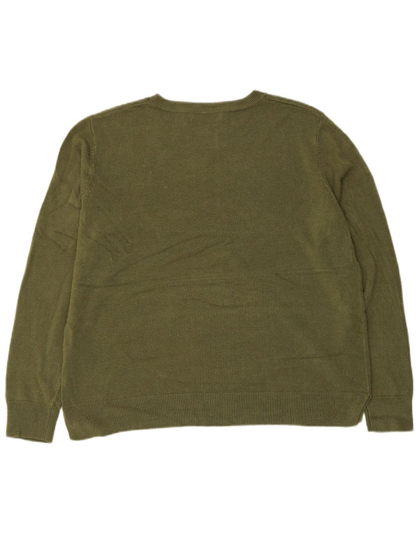 MARKS & SPENCER Womens Boat Neck Jumper Sweater UK 18 XL  Khaki Acrylic