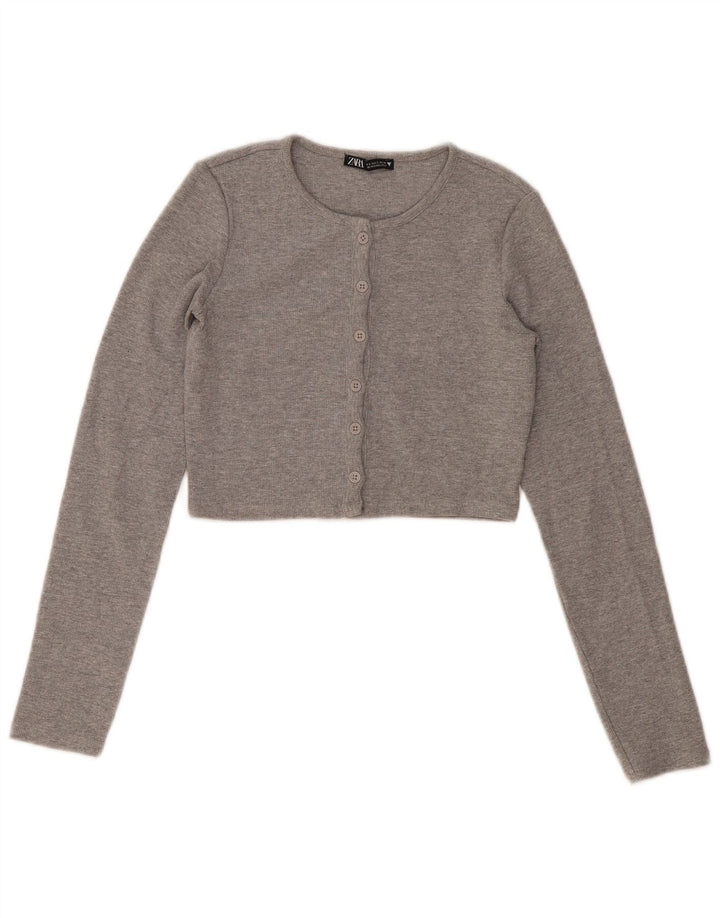 Женский укороченный топ Zara UK 8, маленький серый
