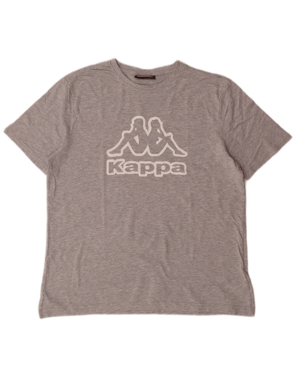 KAPPA Mens Graphic T-Shirt Top Large Grey Flecked Cotton