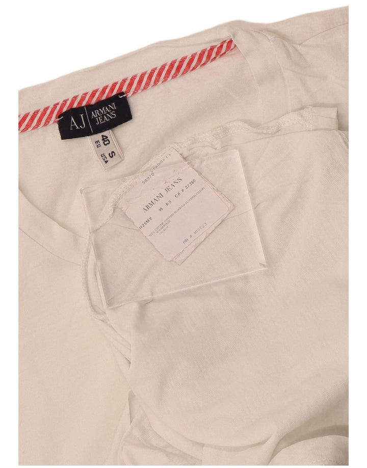 ARMANI JEANS Женская футболка с рисунком Топ EU 40 Средний Белый Хлопок