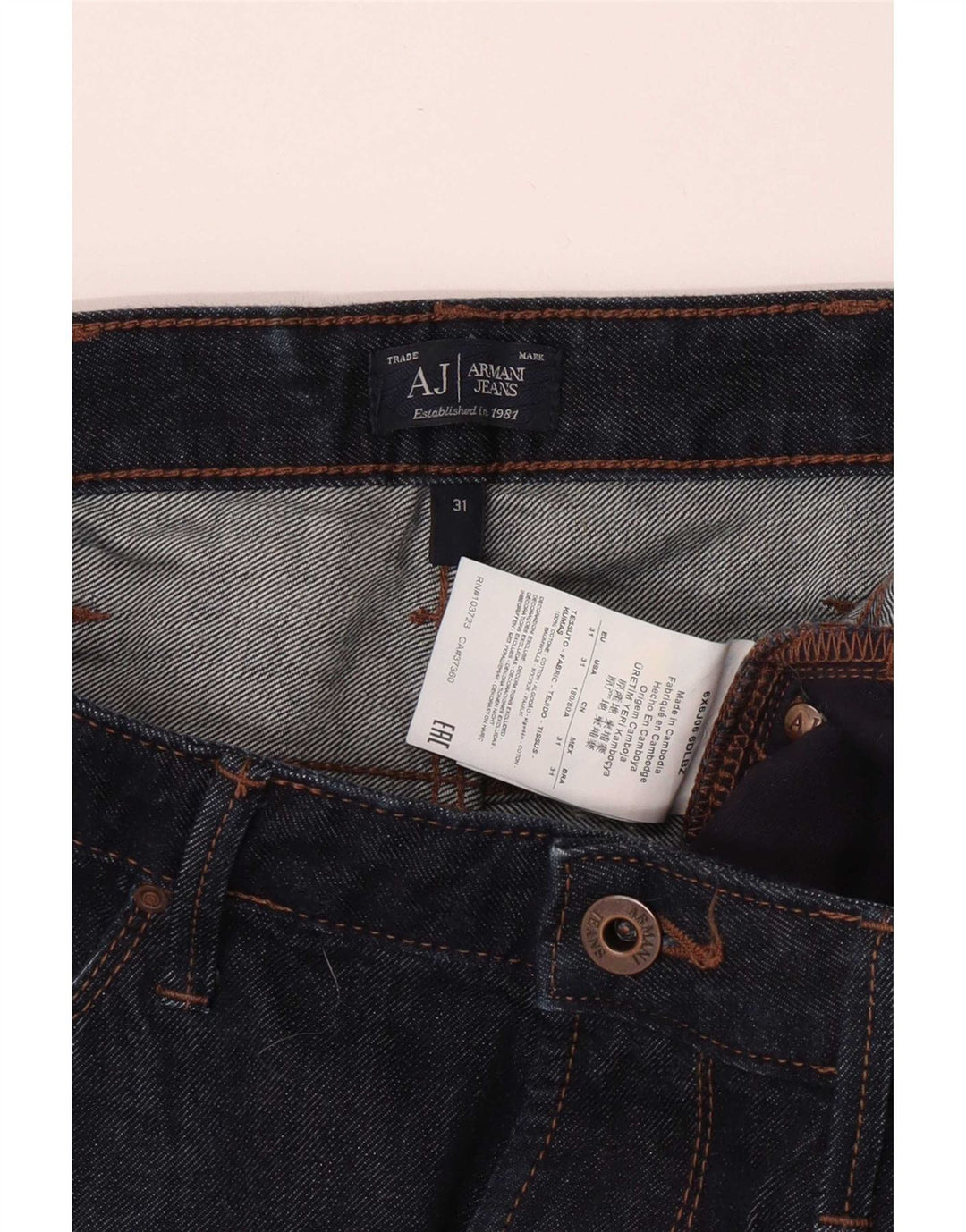 Мужские джинсы Armani Slim W31 L33 Темно-синие, хлопок