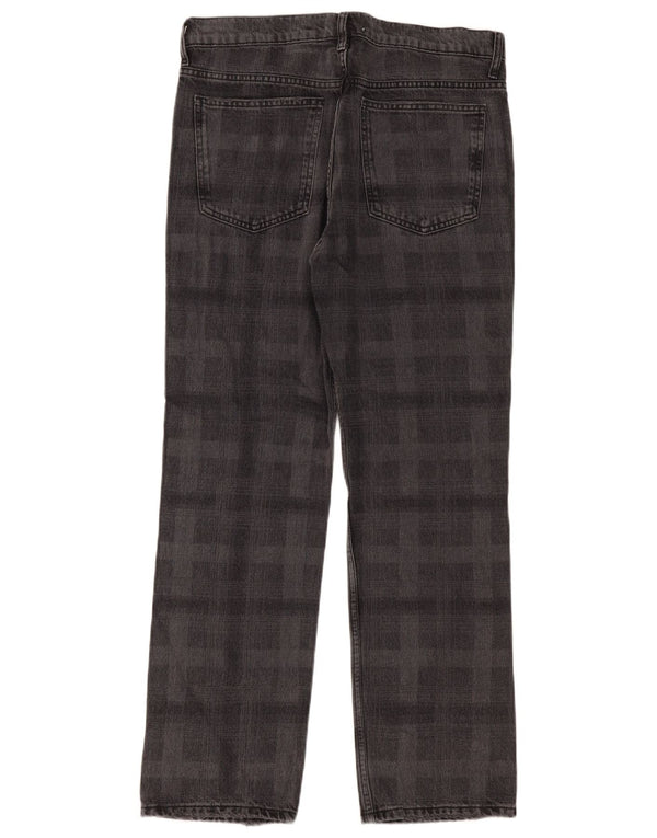 Женские прямые джинсы Zara EU 42, большие W32 L31, серые, хлопковые в клетку