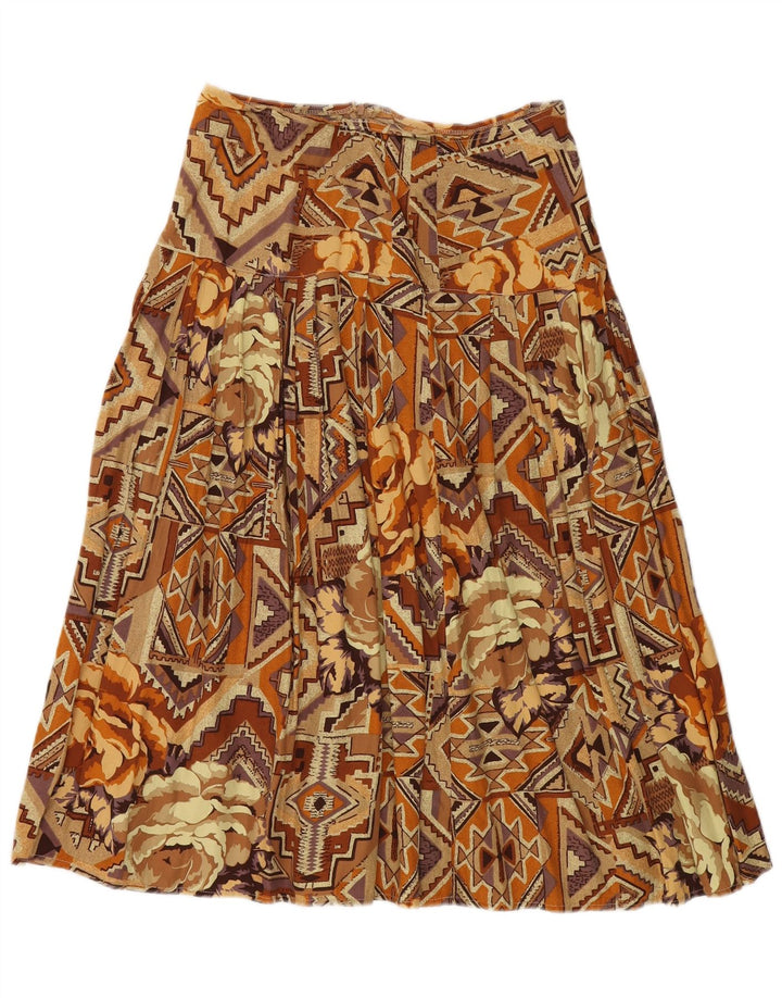 ВИНТАЖНАЯ женская плиссированная юбка среднего размера W30, коричневая лоскутная хлопковая ткань