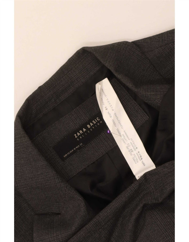 Женский пиджак на 1 пуговице Zara EU 42, большой серый полиэстер в клетку