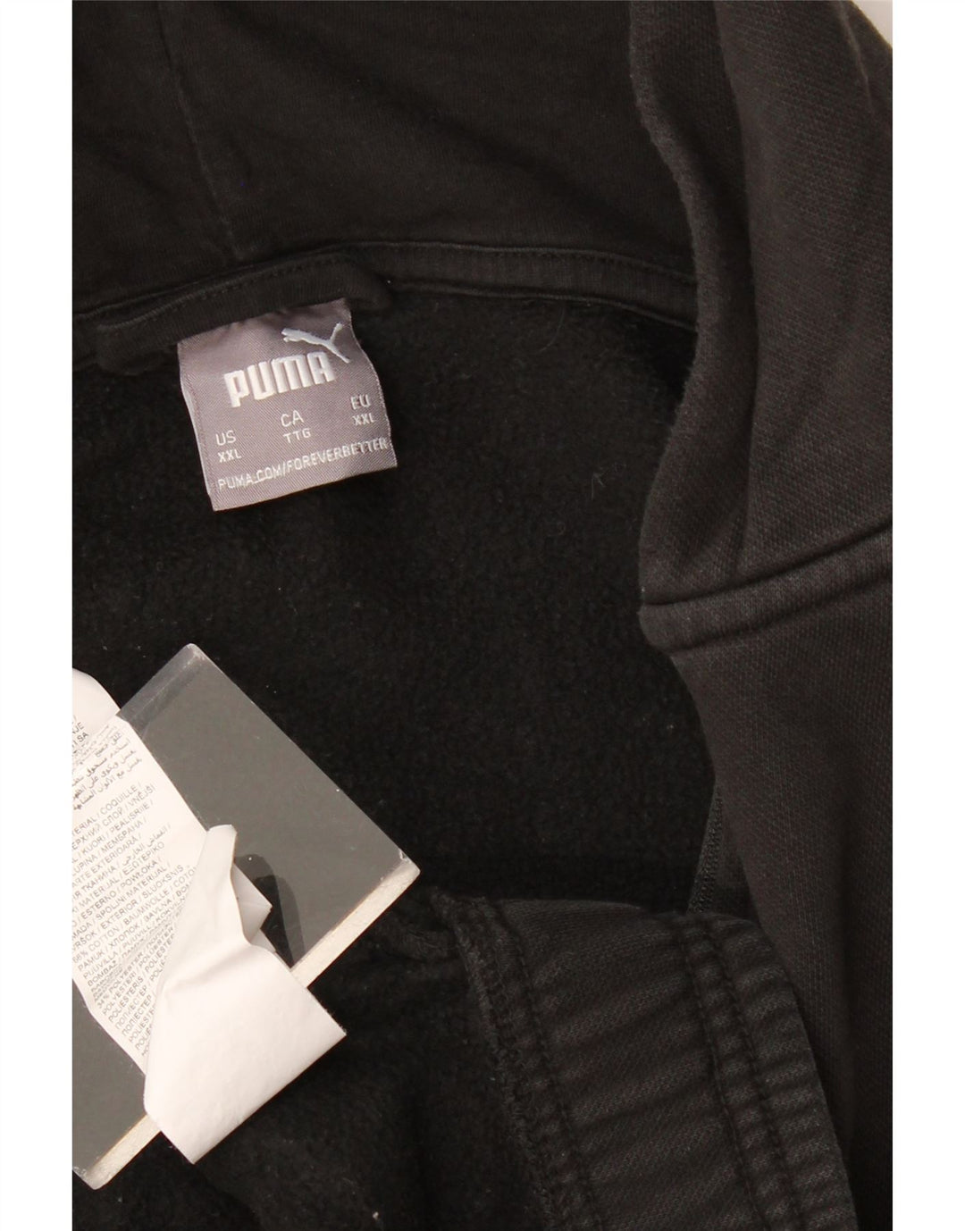 Мужской свитер с капюшоном на молнии PUMA 2XL, черный, хлопок с цветными блоками