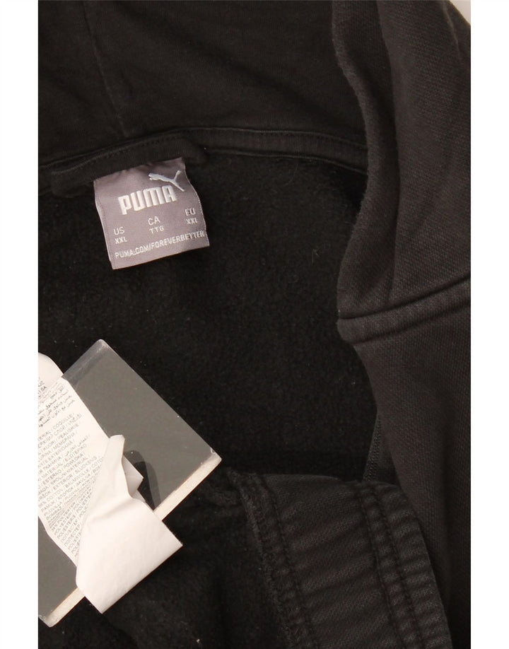 Мужской свитер с капюшоном на молнии PUMA 2XL, черный, хлопок с цветными блоками