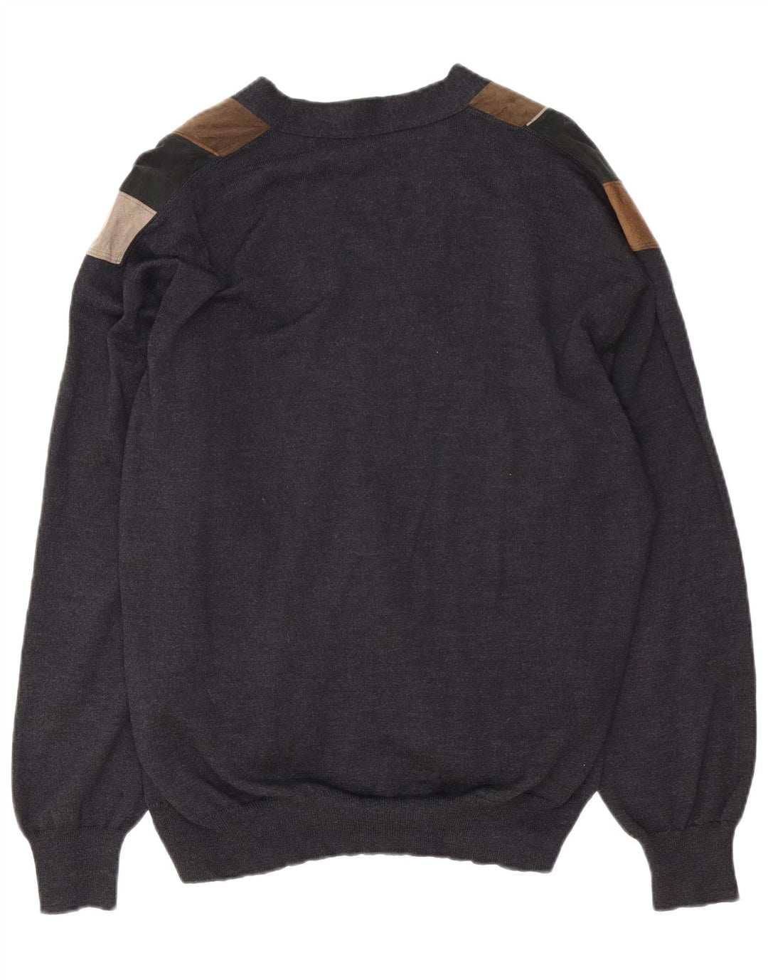 DALMINE Мужской замшевый кардиган-свитер IT 52, большой серый цвет с цветными блоками