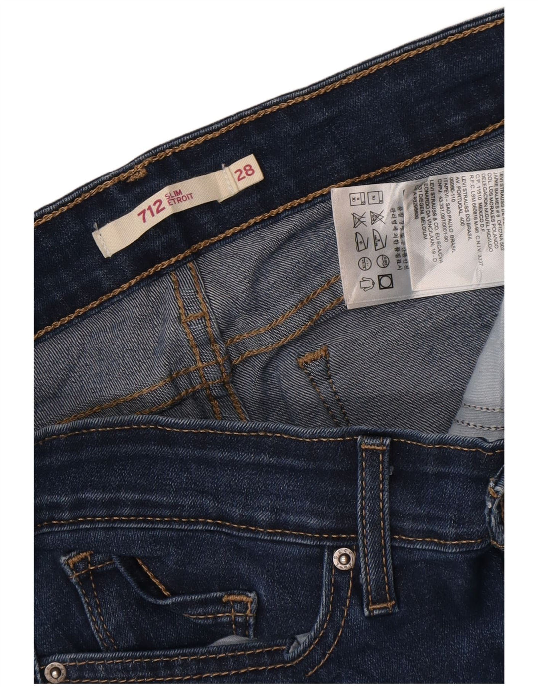 Женские узкие джинсы Levi's 712 W28 L31 синие, хлопок