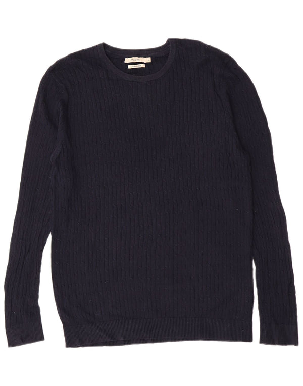 Мужской приталенный джемпер с круглым вырезом Jack & Jones XL, темно-синий, хлопок
