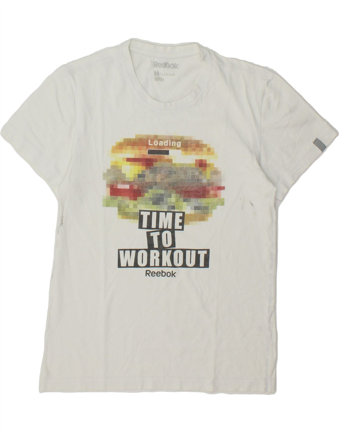 REEBOK Womens Graphic T-Shirt Top UK 12 Medium White Cotton Vintage Reebok and Second-Hand Reebok from Messina Hembry 
