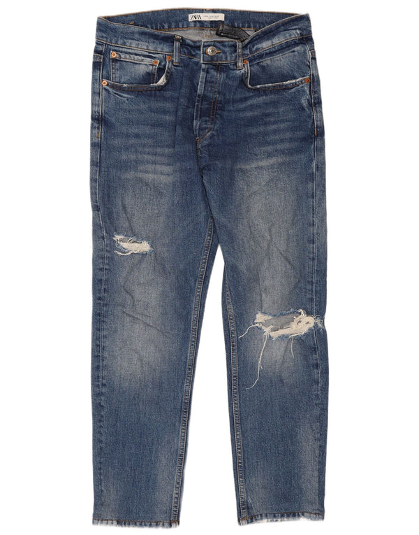 Мужские укороченные джинсы Zara EU 42, большие W32 L26, синие, хлопок