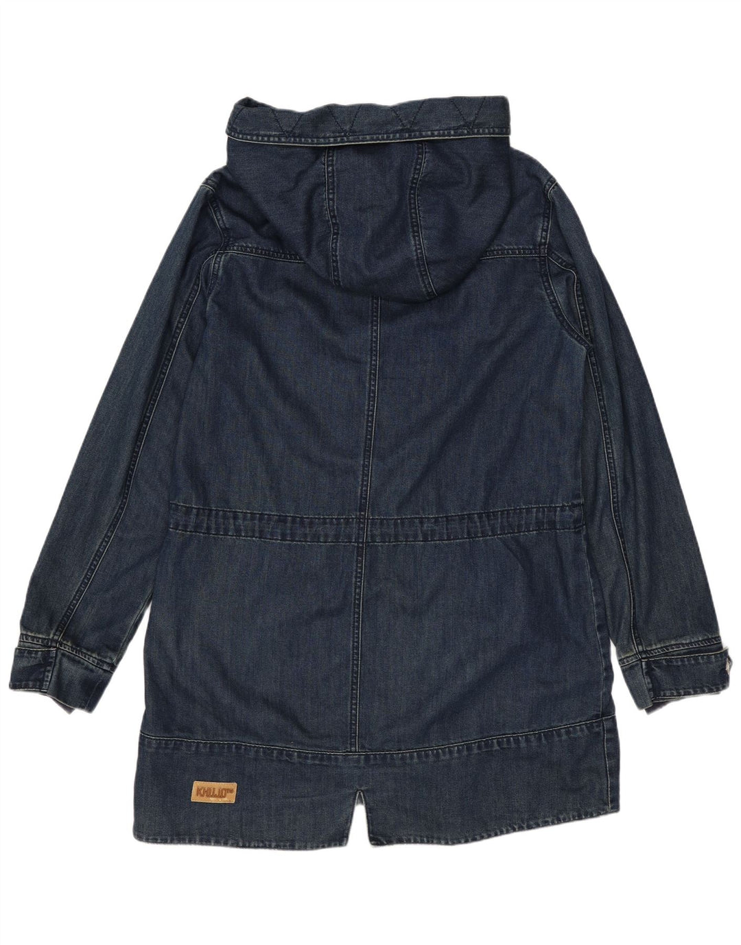 KHUJO Женский дафлкот с капюшоном UK 14 Средний Темно-Синий Хлопок