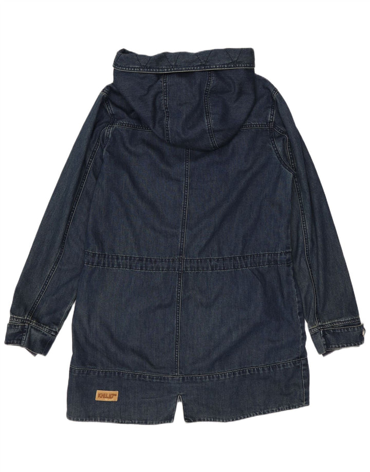 KHUJO Женский дафлкот с капюшоном UK 14 Средний Темно-Синий Хлопок