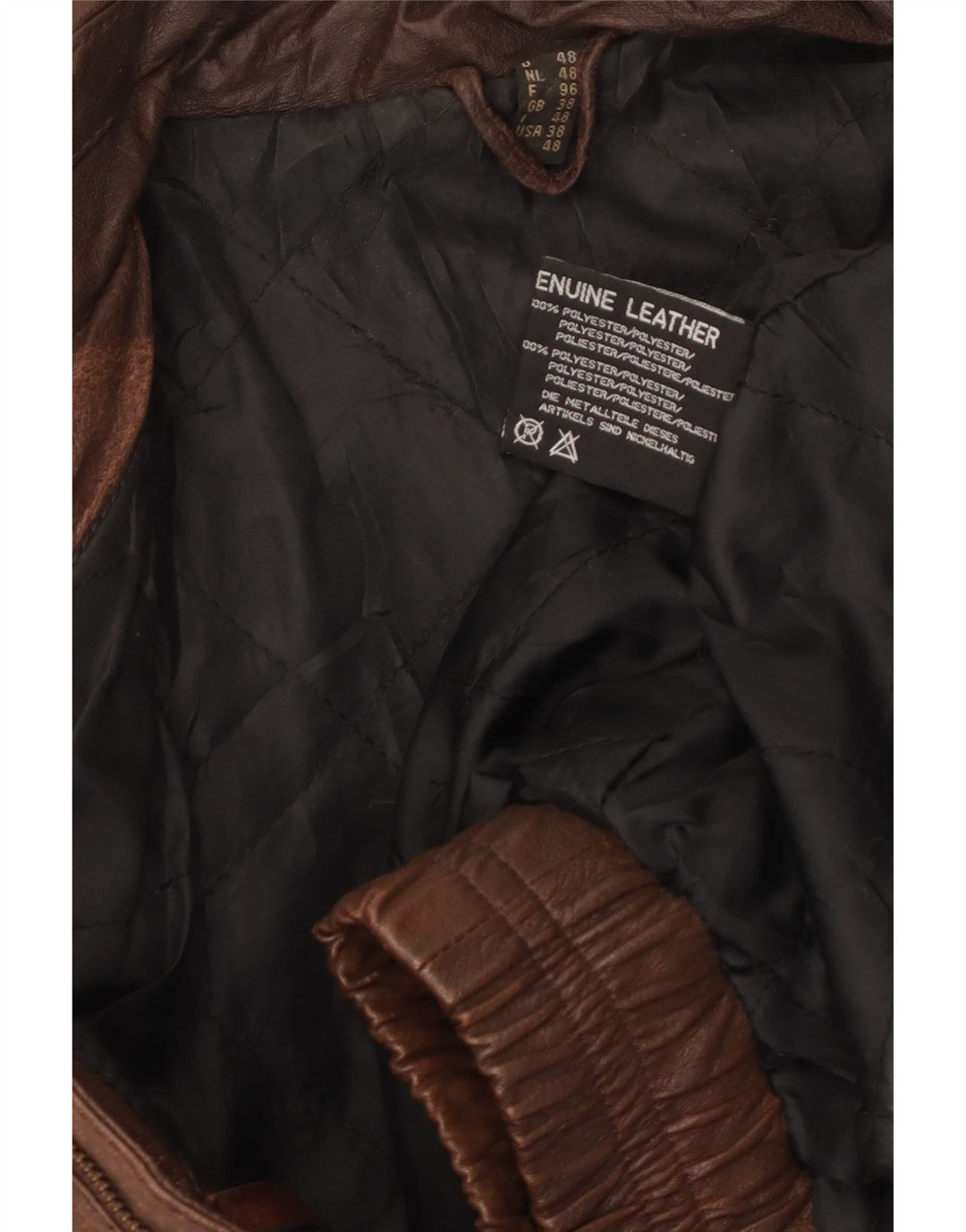 Мужская кожаная куртка VINTAGE UK 38, кожа среднего коричневого цвета