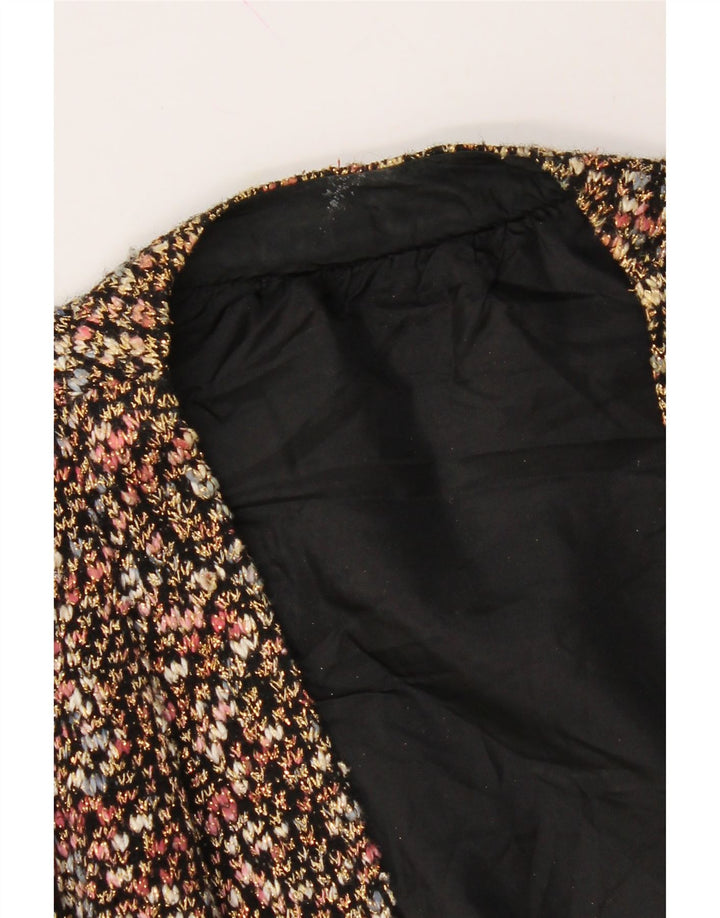 VINTAGE Womens Abstract Pattern 3/4 Sleeve Blazer Jacket UK 18 XL Black Vintage Vintage and Second-Hand Vintage from Messina Hembry 