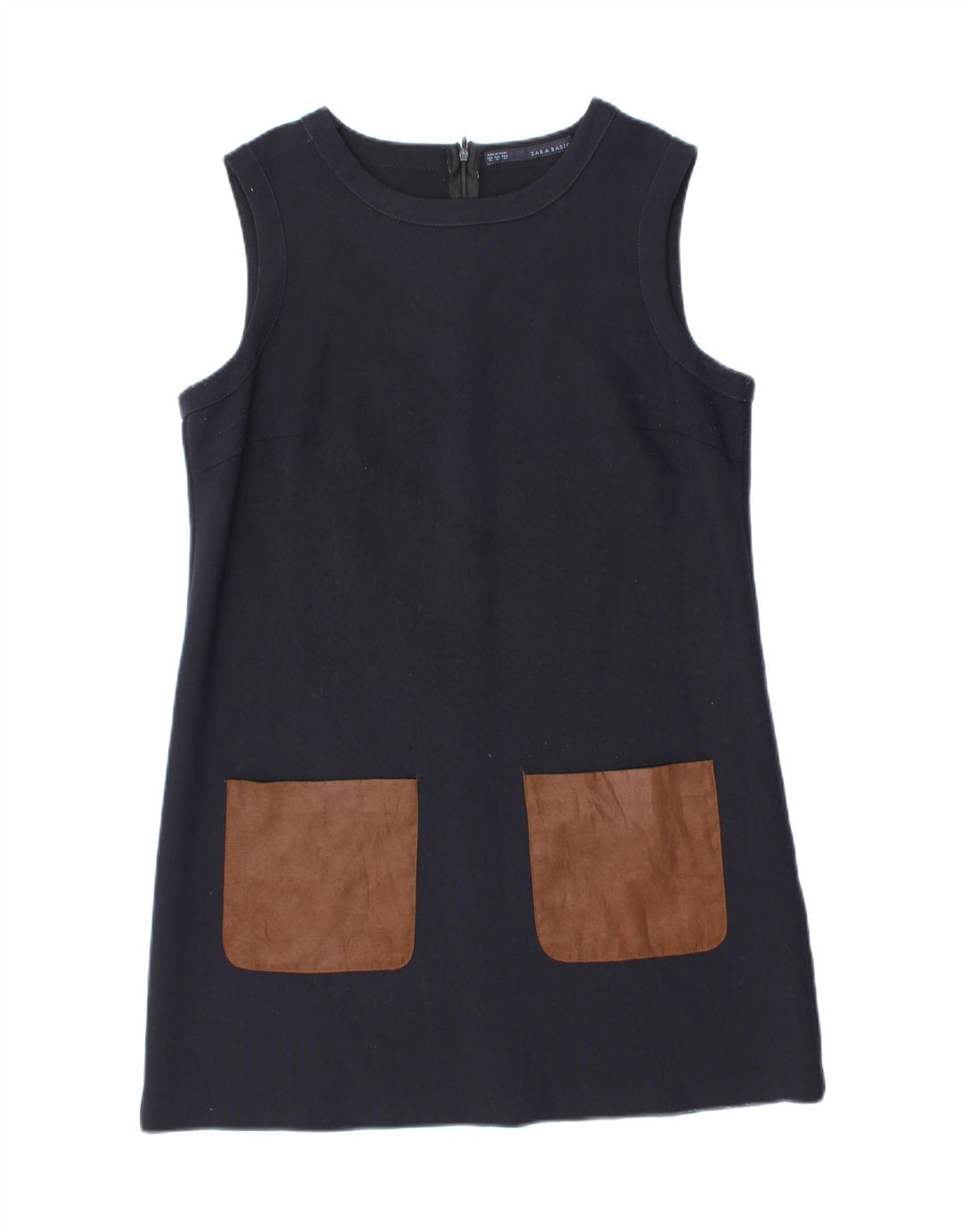 Женское платье прямого кроя без рукавов Zara UK 18 XL, темно-синий полиэстер