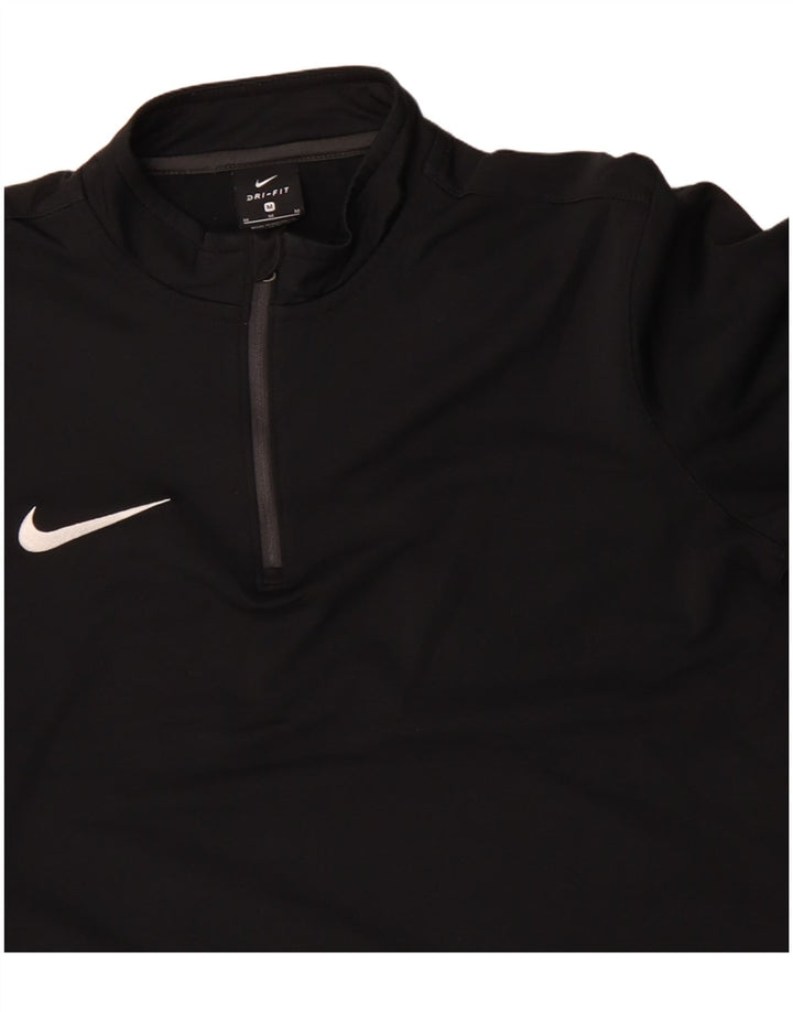 Мужской пуловер NIKE Dri Fit с воротником на молнии, спортивный костюм, средний черный полиэстер