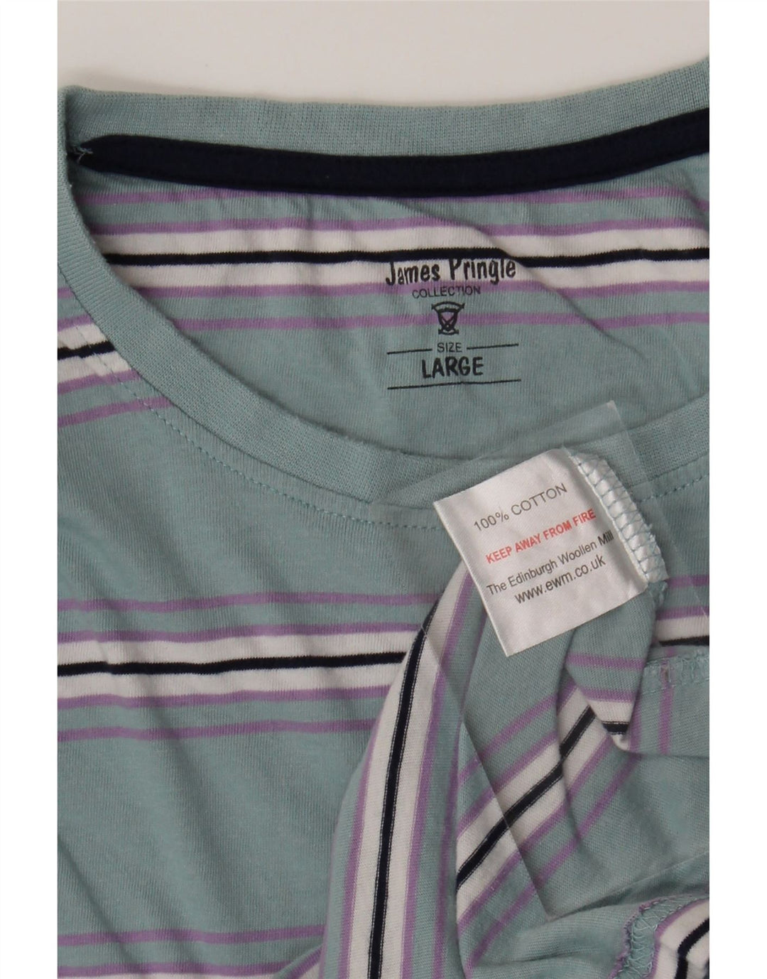 JAMES PRINGLE Mens T-Shirt Top Large Blue Striped Cotton