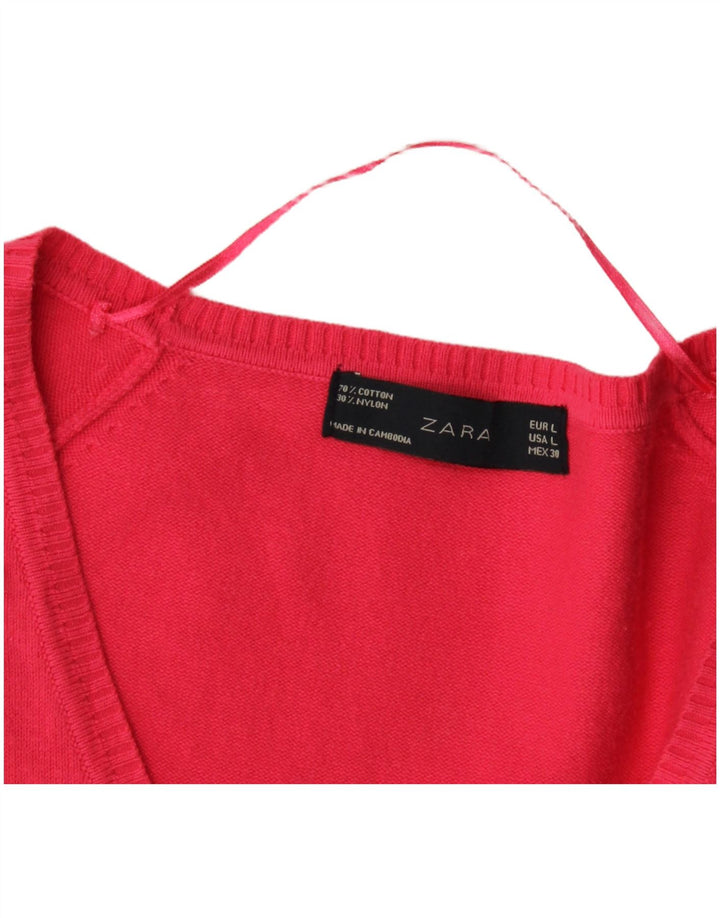 Женский кардиган Zara UK 14, большой розовый