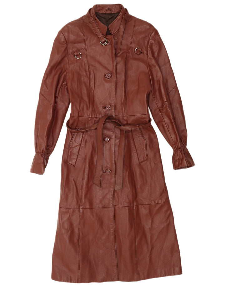 Винтажное женское кожаное пальто IT 44 Medium Brown Leather