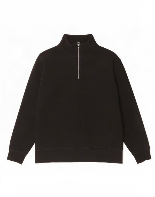 Мужской свитер Zara с воротником на молнии, большой черный хлопковый джемпер