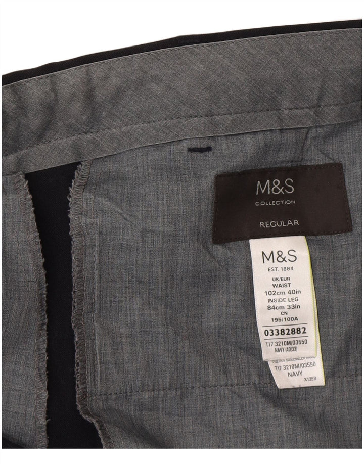 Мужские прямые брюки стандартного костюма Marks & Spencer W40 L33 темно-синие