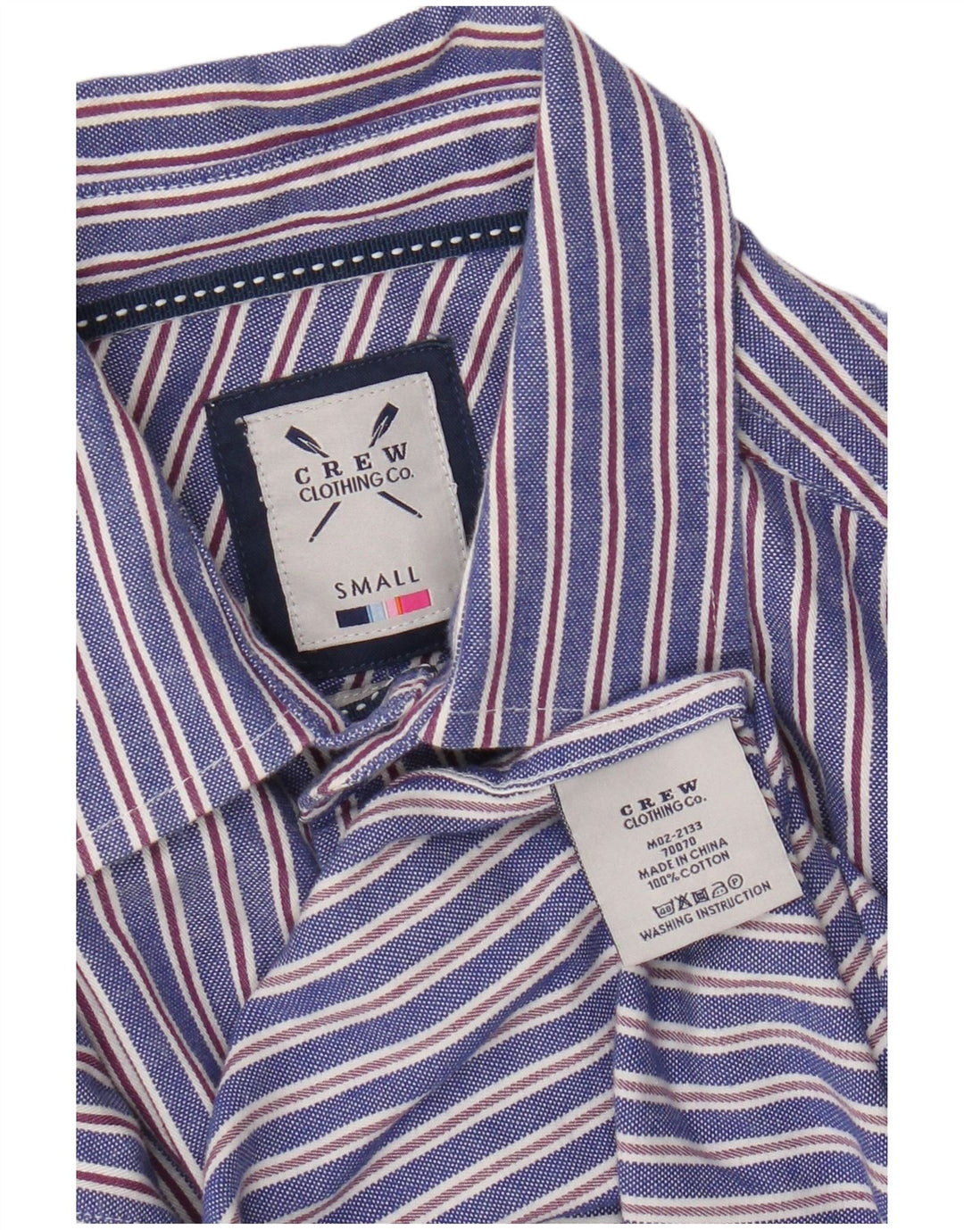 Crew Clothing Мужская рубашка из хлопка в маленькую синюю полоску