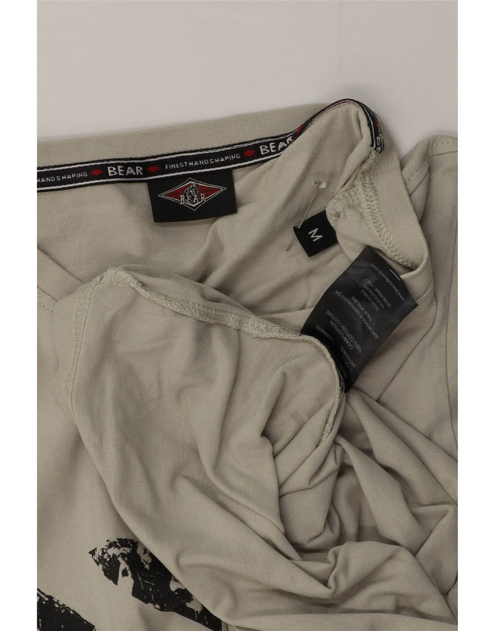 Мужская футболка с рисунком Bear, хлопковый топ среднего серого цвета