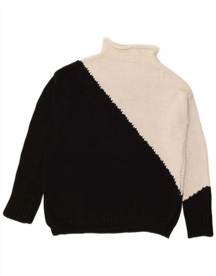 ZARA Womens Turtle Neck Jumper Sweater UK 10 Small White Colourblock