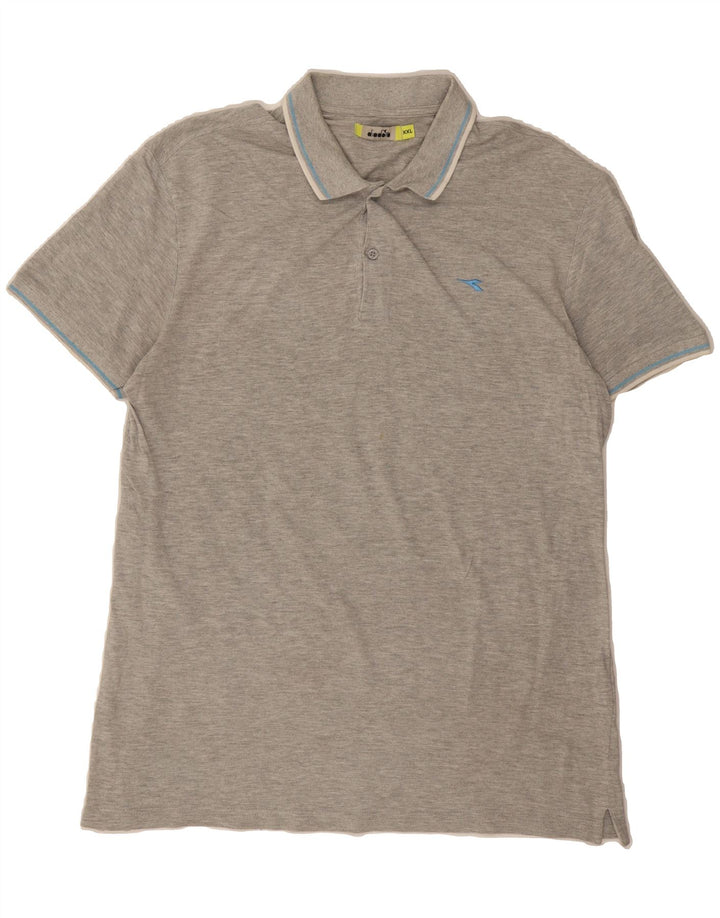 DIADORA Mens Polo Shirt 2XL Grey Cotton Vintage Diadora and Second-Hand Diadora from Messina Hembry 