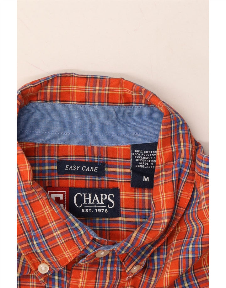 CHAPS Mens Easy Care Shirt Medium Orange Check Cotton Vintage Chaps and Second-Hand Chaps from Messina Hembry 