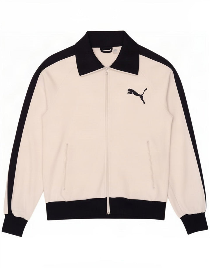 Puma Мужской спортивный костюм с графическим принтом, верхняя куртка, средний белый, полиэстер с цветными блоками