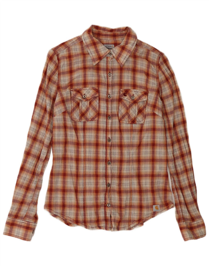 Женская фланелевая рубашка Carhartt, размер США 4/6, маленькая красная клетка, хлопок