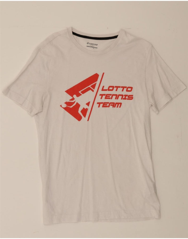 LOTTO Mens Graphic T-Shirt Top Medium White Cotton Vintage Lotto and Second-Hand Lotto from Messina Hembry 